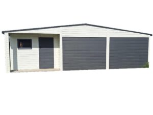 Garaż biały + antracyt + wiatka